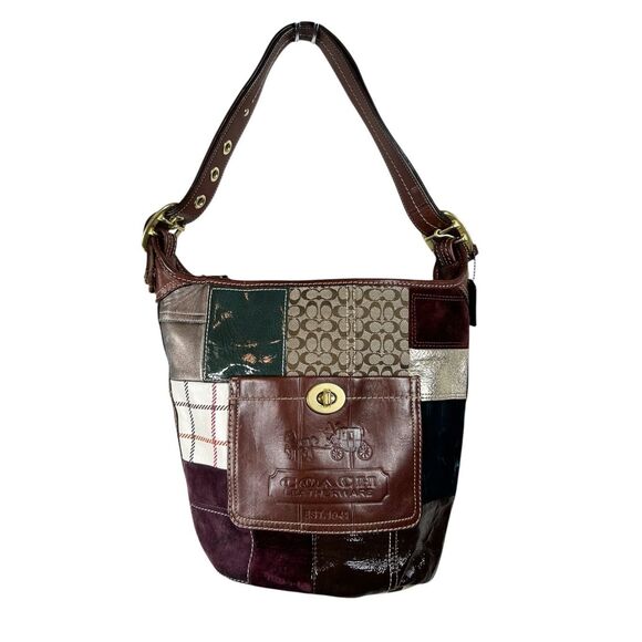 Vtg Coach Bleeker patchwork leather hobo bag 11356 suede signature logo Y2K - Picture 1 of 16